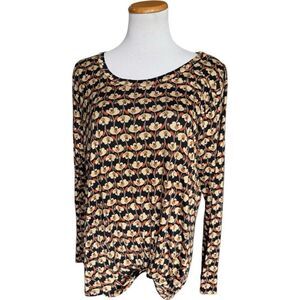 NWT Womens Nadine West Sheila Rose Floral Print Long Sleeve Knot Front Top - 2X